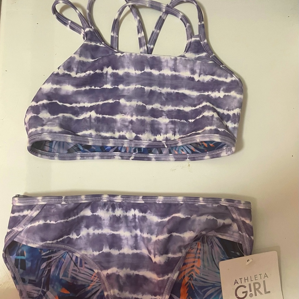 Girls Athleta Two Piece Reversible Swimsuit NEW